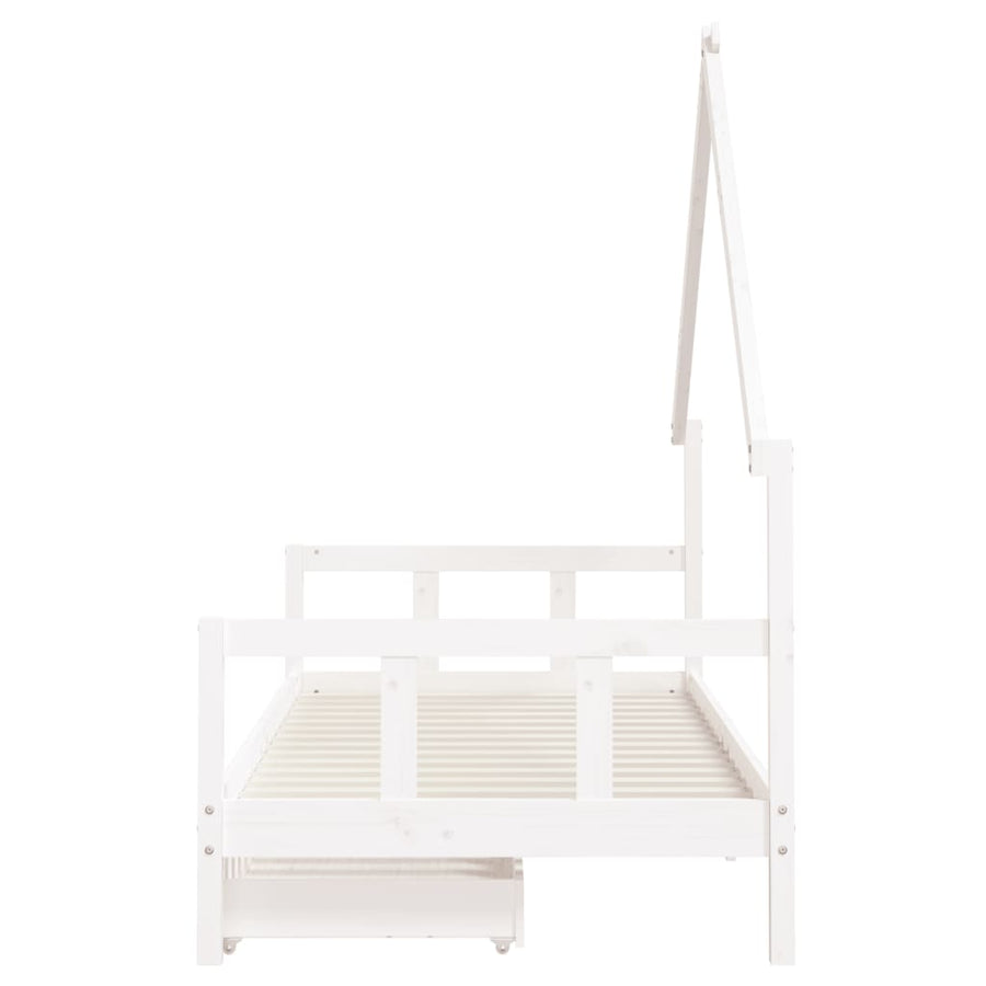 Kinderbedframe Met Lades Massief Grenenhout 90 x 190 cm Wit