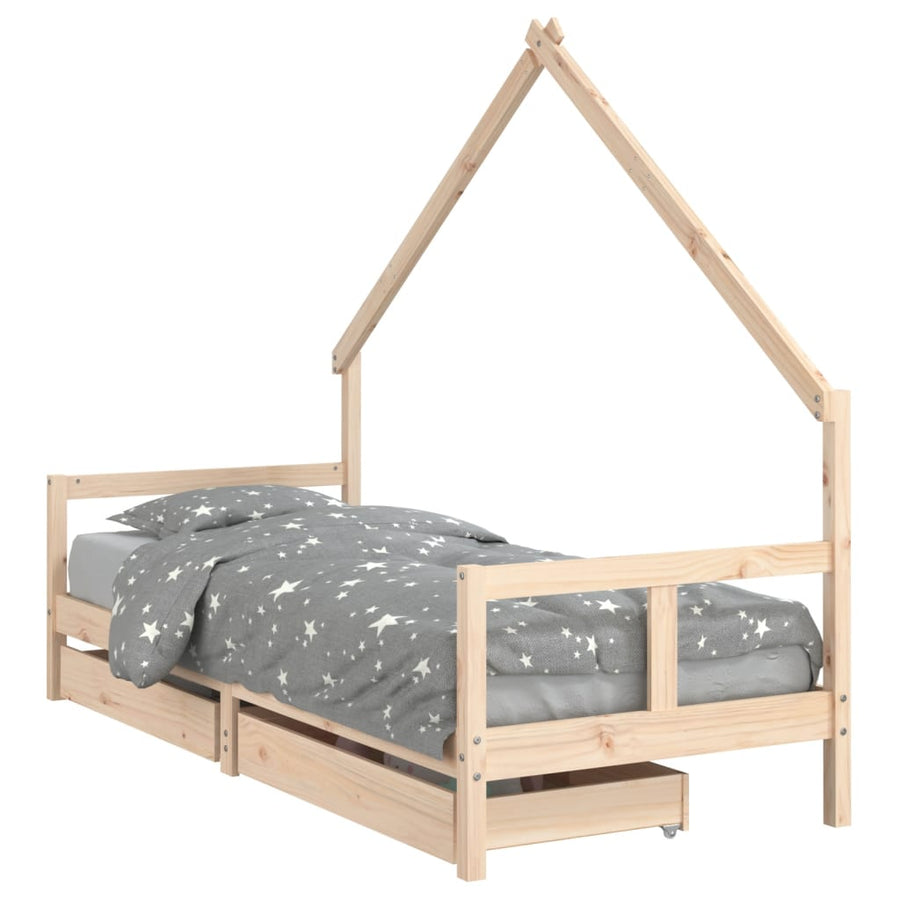 Kinderbedframe Met Lades 80X200 Cm Massief Grenenhout