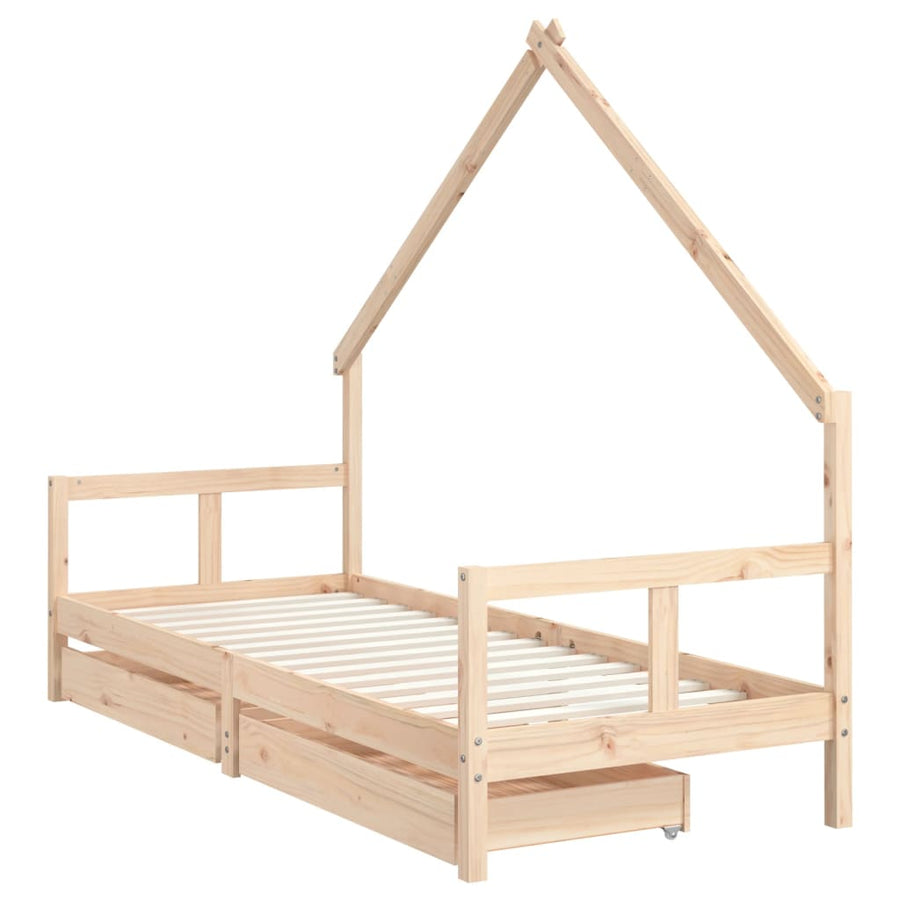 Kinderbedframe Met Lades 80X200 Cm Massief Grenenhout