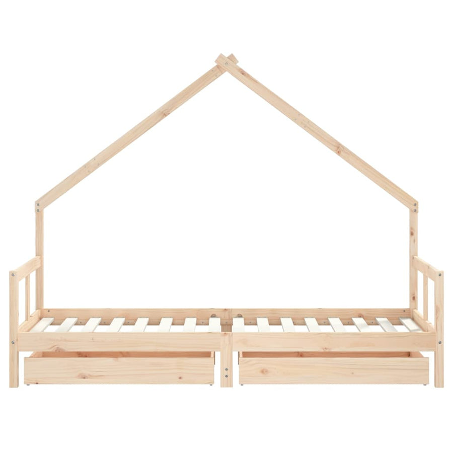 Kinderbedframe Met Lades 80X200 Cm Massief Grenenhout