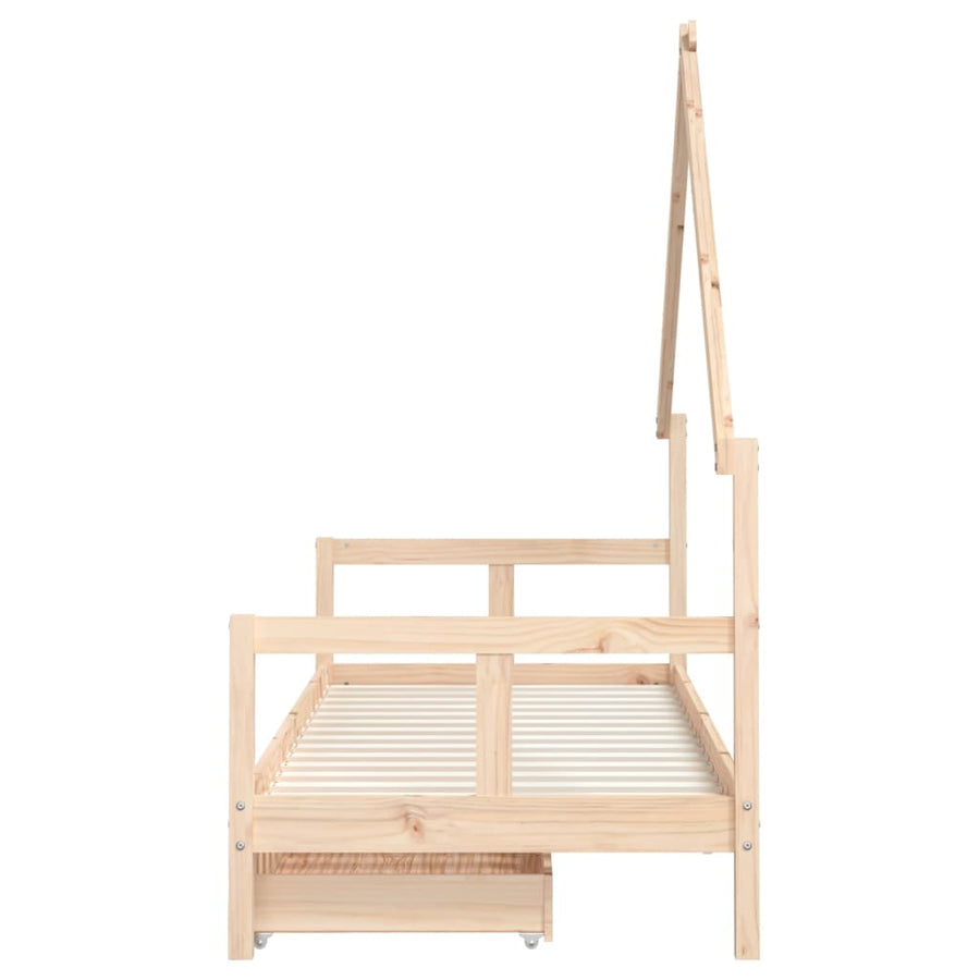 Kinderbedframe Met Lades 80X200 Cm Massief Grenenhout