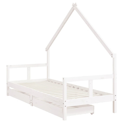 Kinderbedframe Met Lades 80X200 Cm Massief Grenenhout Wit