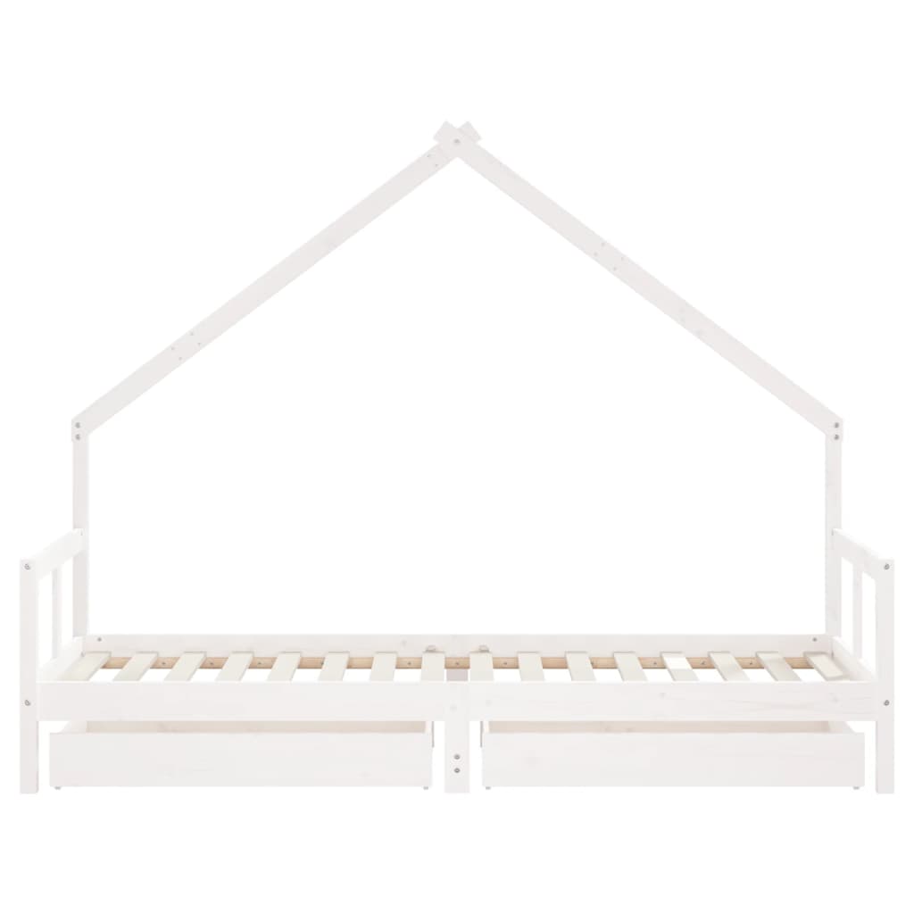 Kinderbedframe Met Lades 80X200 Cm Massief Grenenhout Wit