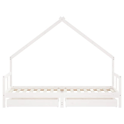 Kinderbedframe Met Lades 80X200 Cm Massief Grenenhout Wit