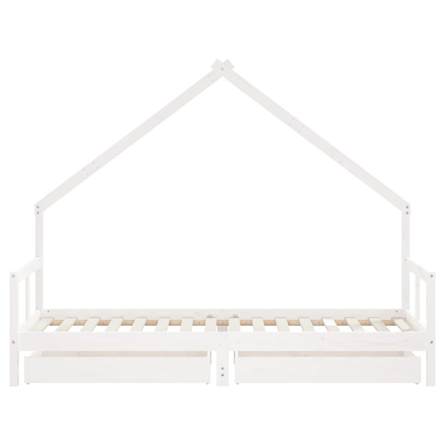 Kinderbedframe Met Lades 80X200 Cm Massief Grenenhout Wit
