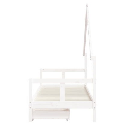 Kinderbedframe Met Lades 80X200 Cm Massief Grenenhout Wit