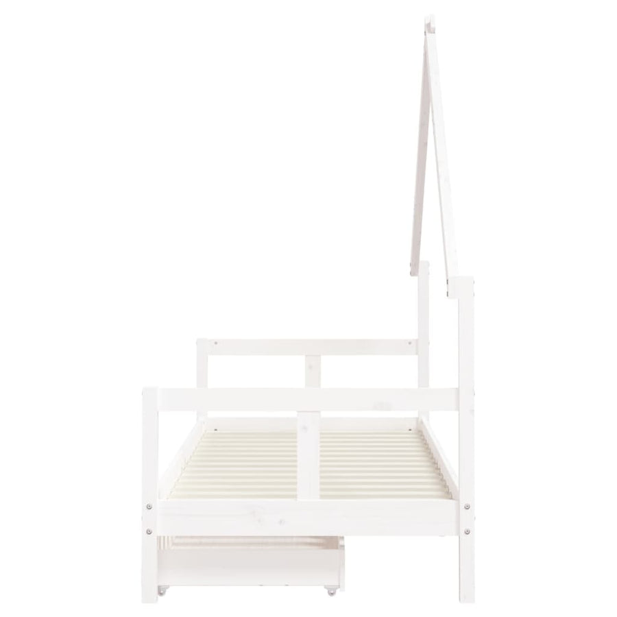 Kinderbedframe Met Lades 80X200 Cm Massief Grenenhout Wit