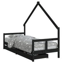 Kinderbedframe 80X200 Cm Massief Grenenhout Zwart