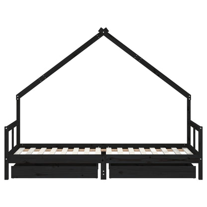 Kinderbedframe 80X200 Cm Massief Grenenhout Zwart