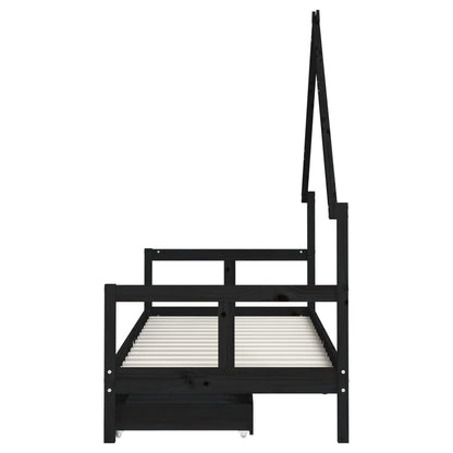 Kinderbedframe 80X200 Cm Massief Grenenhout Zwart