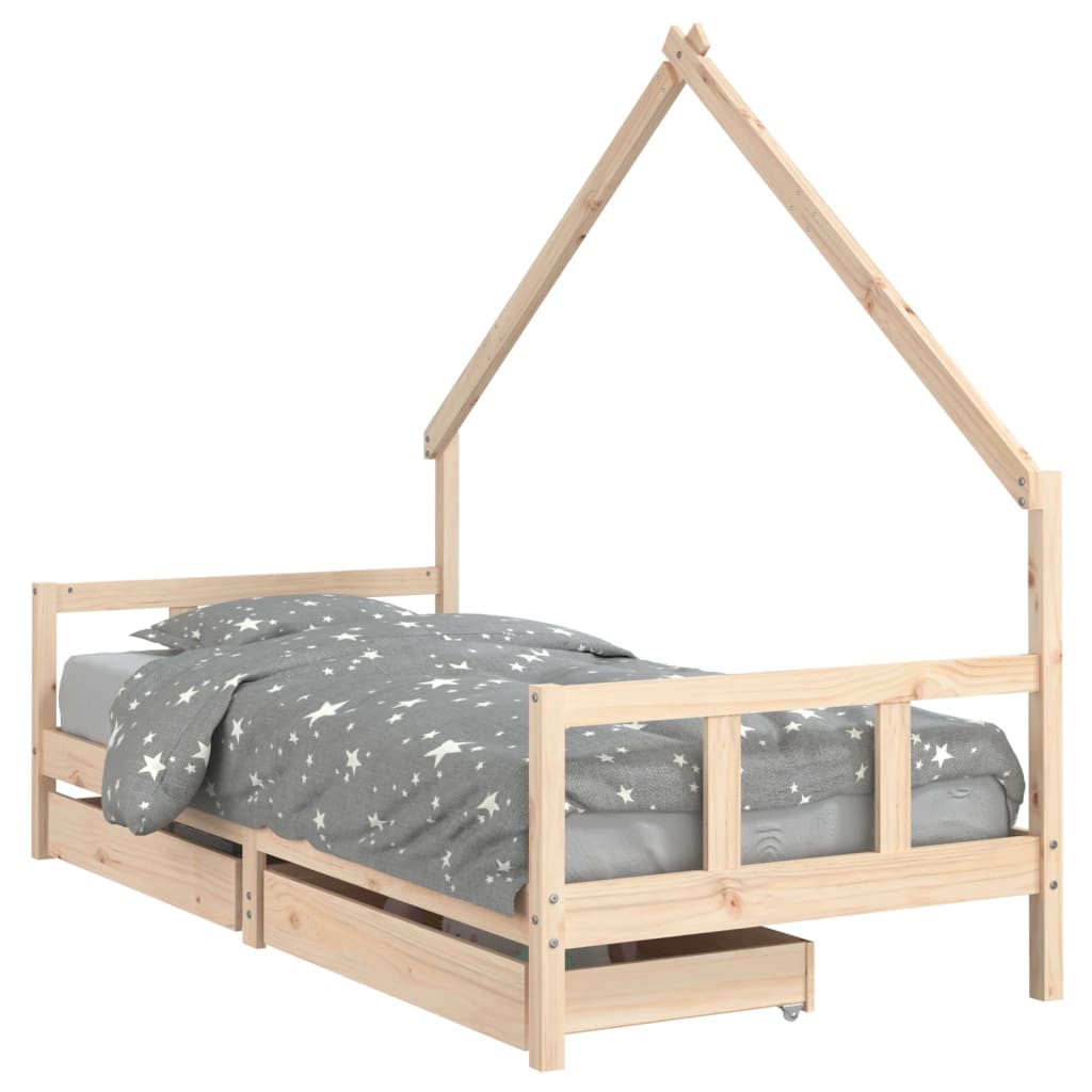 Kinderbedframe Massief Grenenhout 90 x 200 cm Naturel