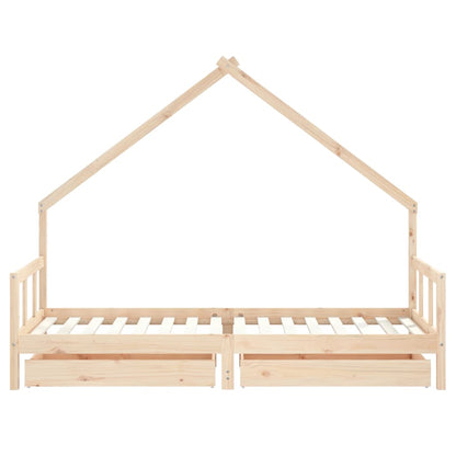 Kinderbedframe Massief Grenenhout 90 x 200 cm Naturel