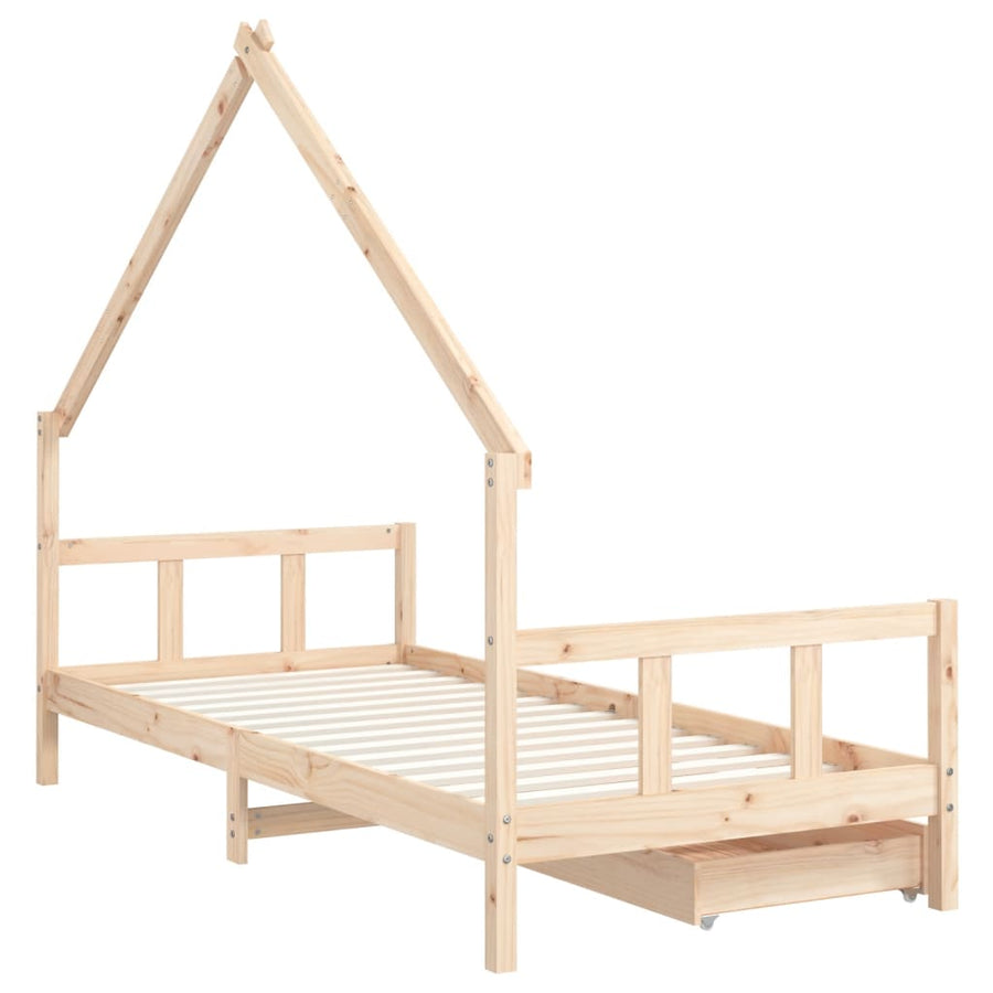 Kinderbedframe Massief Grenenhout 90 x 200 cm Naturel