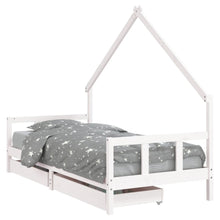 Kinderbedframe Met Lades 90X200 Cm Massief Grenenhout Wit