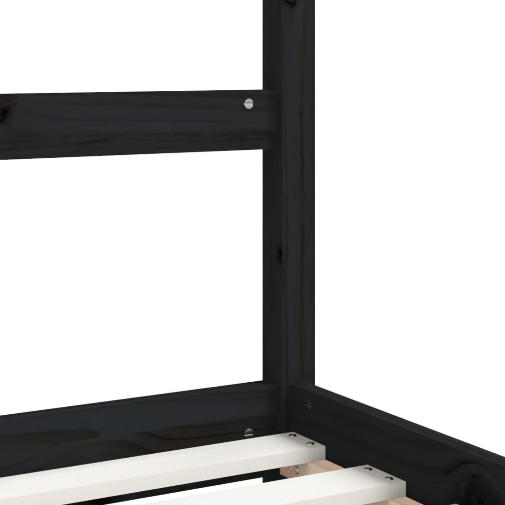 Kinderbedframe Met Lades 90X200 Cm Massief Grenenhout Zwart