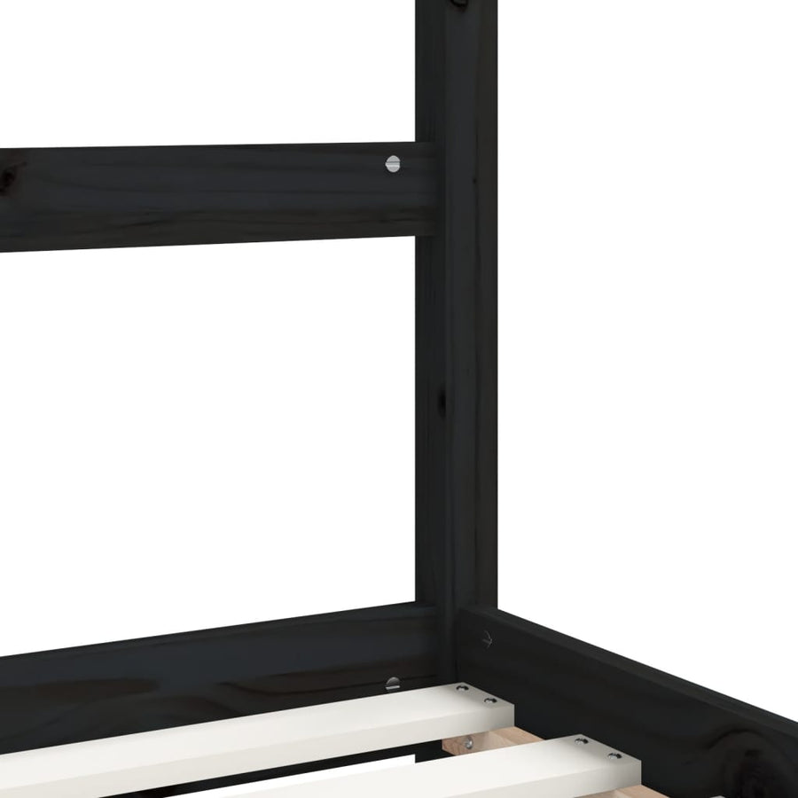 Kinderbedframe Met Lades 90X200 Cm Massief Grenenhout Zwart