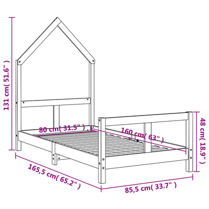 Kinderbedframe 80X160 Cm Massief Grenenhout