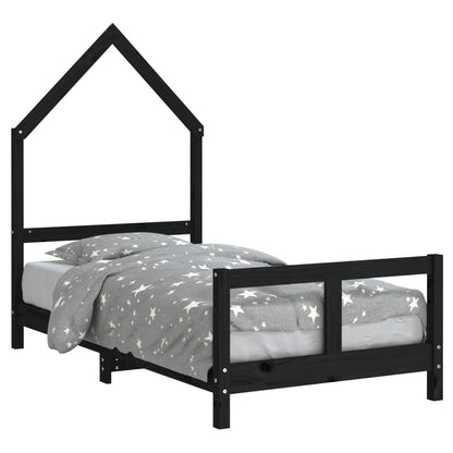 Kinderbedframe 80X160 Cm Massief Grenenhout Zwart