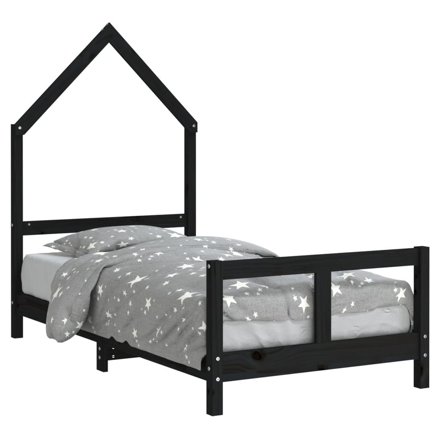 Kinderbedframe 80X160 Cm Massief Grenenhout Zwart