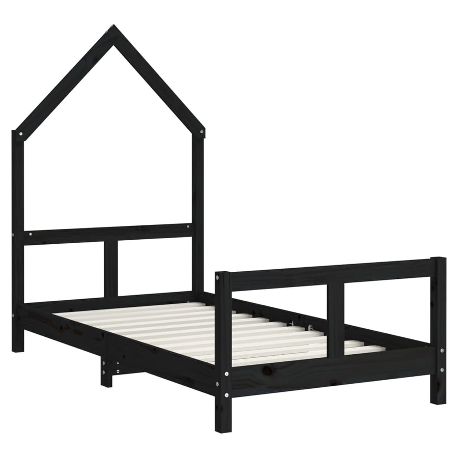 Kinderbedframe 80X160 Cm Massief Grenenhout Zwart