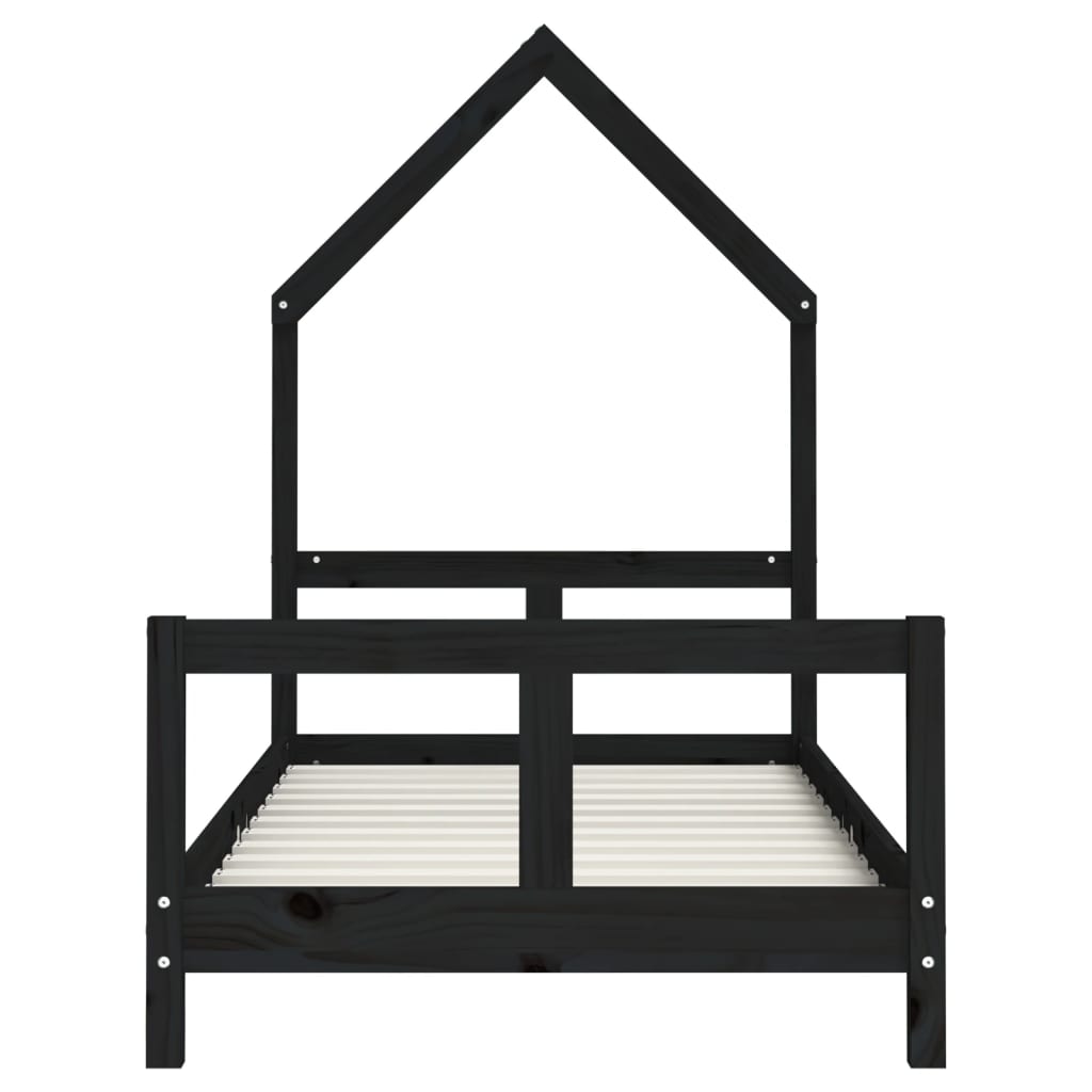 Kinderbedframe 80X160 Cm Massief Grenenhout Zwart