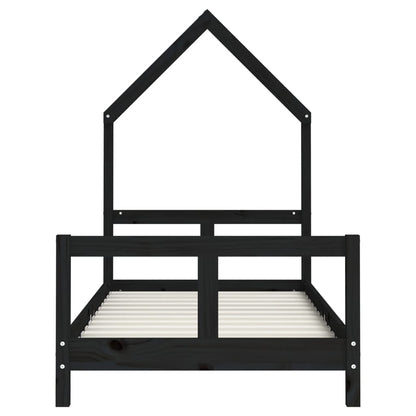 Kinderbedframe 80X160 Cm Massief Grenenhout Zwart