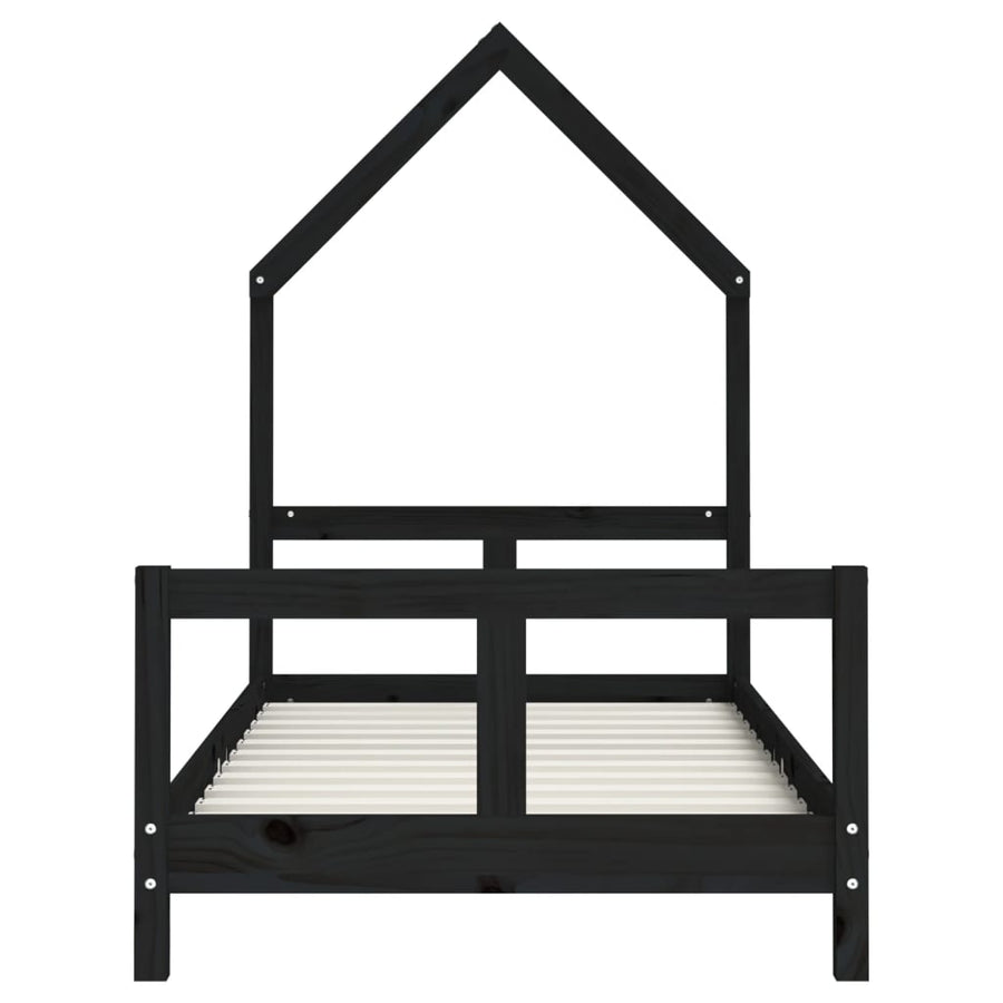 Kinderbedframe 80X160 Cm Massief Grenenhout Zwart