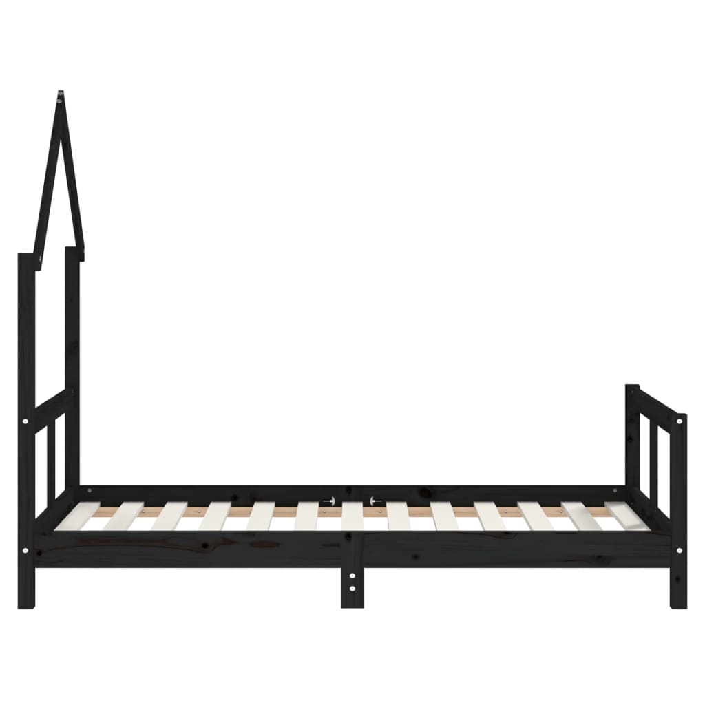 Kinderbedframe 80X160 Cm Massief Grenenhout Zwart