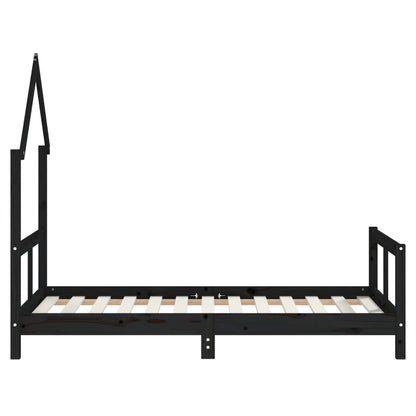 Kinderbedframe 80X160 Cm Massief Grenenhout Zwart