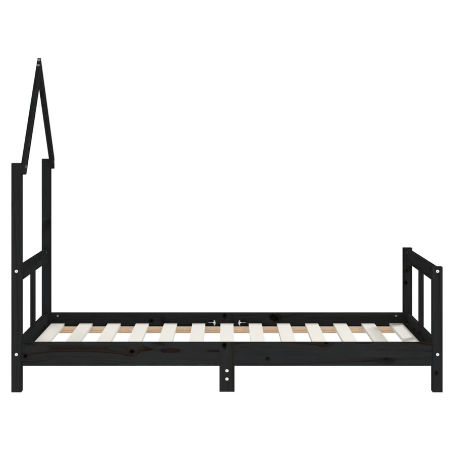 Kinderbedframe 80X160 Cm Massief Grenenhout Zwart
