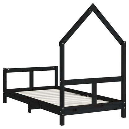 Kinderbedframe 80X160 Cm Massief Grenenhout Zwart
