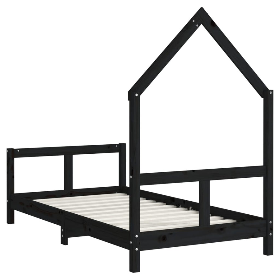 Kinderbedframe 80X160 Cm Massief Grenenhout Zwart