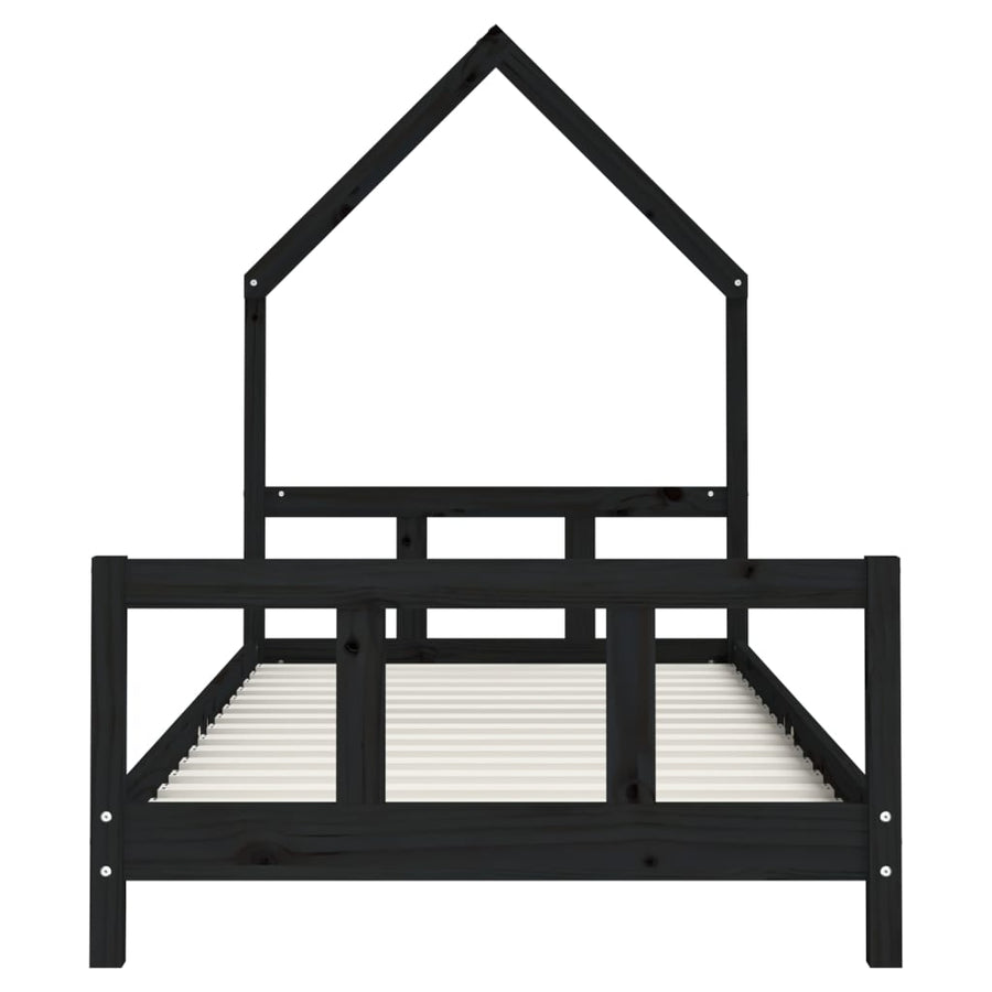 Kinderbedframe 90X190 Cm Massief Grenenhout Zwart
