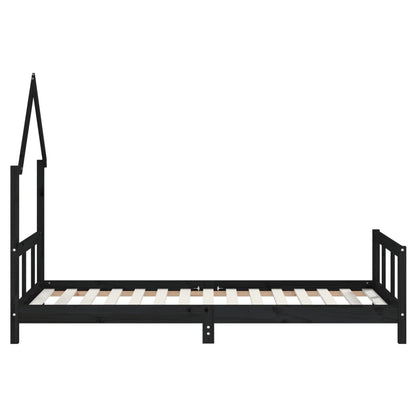 Kinderbedframe 90X190 Cm Massief Grenenhout Zwart