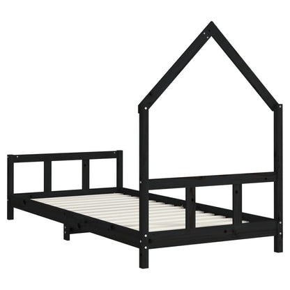 Kinderbedframe 90X190 Cm Massief Grenenhout Zwart