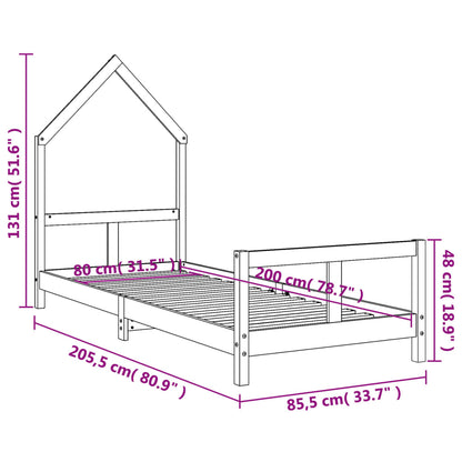 Kinderbedframe 80X200 Cm Massief Grenenhout Wit