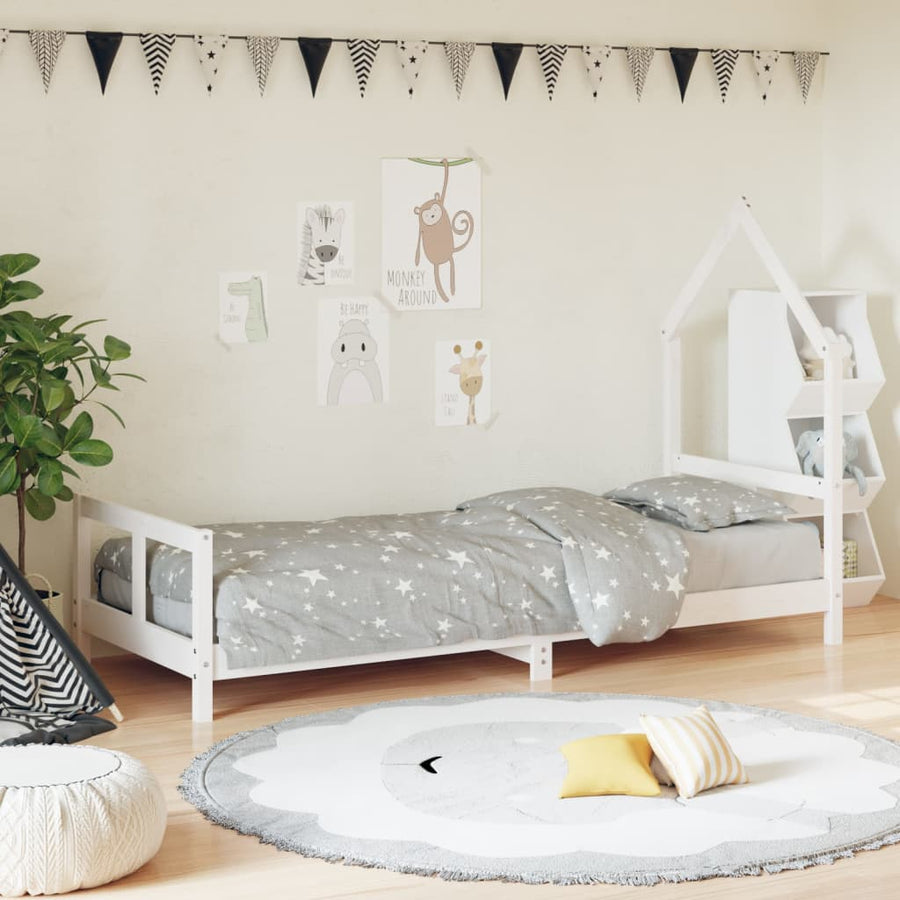 Kinderbedframe 80X200 Cm Massief Grenenhout Wit