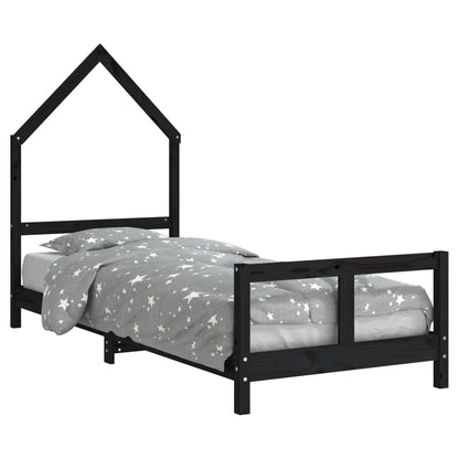 Kinderbedframe 80X200 Cm Massief Grenenhout Zwart