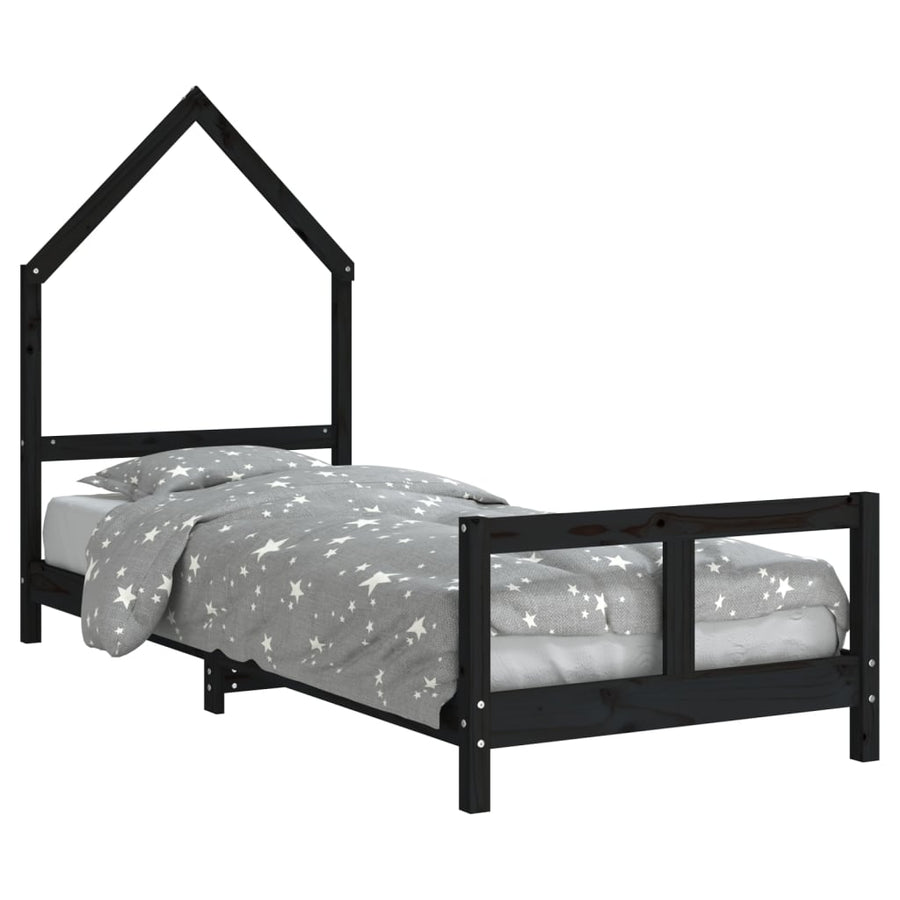 Kinderbedframe 80X200 Cm Massief Grenenhout Zwart