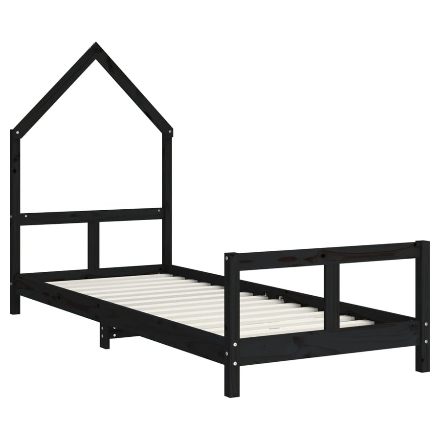 Kinderbedframe 80X200 Cm Massief Grenenhout Zwart