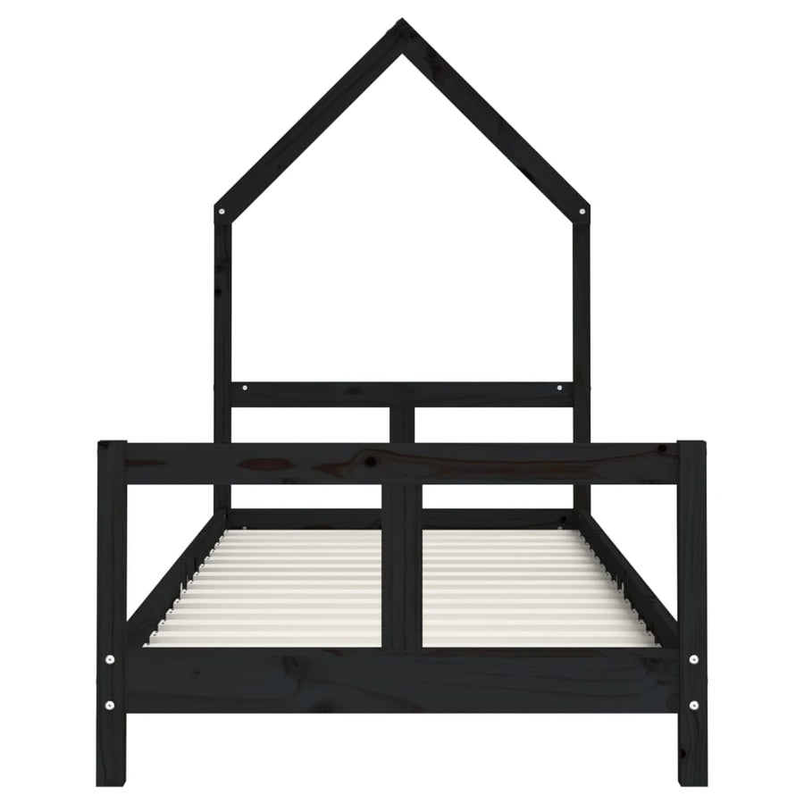 Kinderbedframe 80X200 Cm Massief Grenenhout Zwart