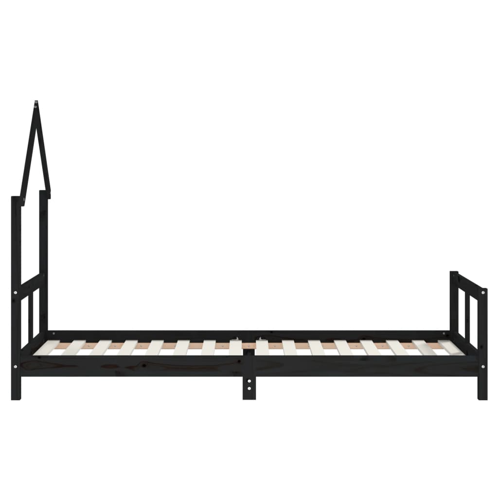 Kinderbedframe 80X200 Cm Massief Grenenhout Zwart