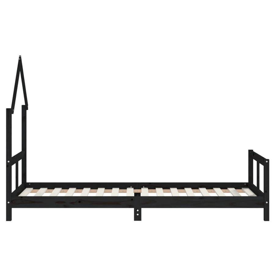 Kinderbedframe 80X200 Cm Massief Grenenhout Zwart