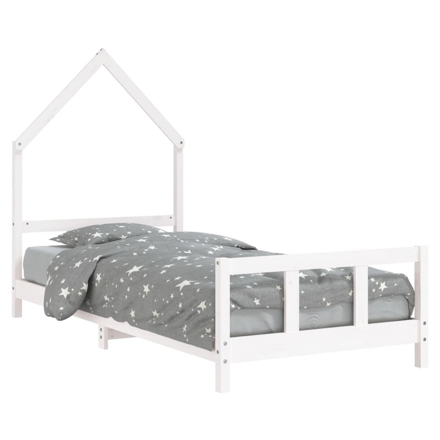 Kinderbedframe 90X200 Cm Massief Grenenhout Wit