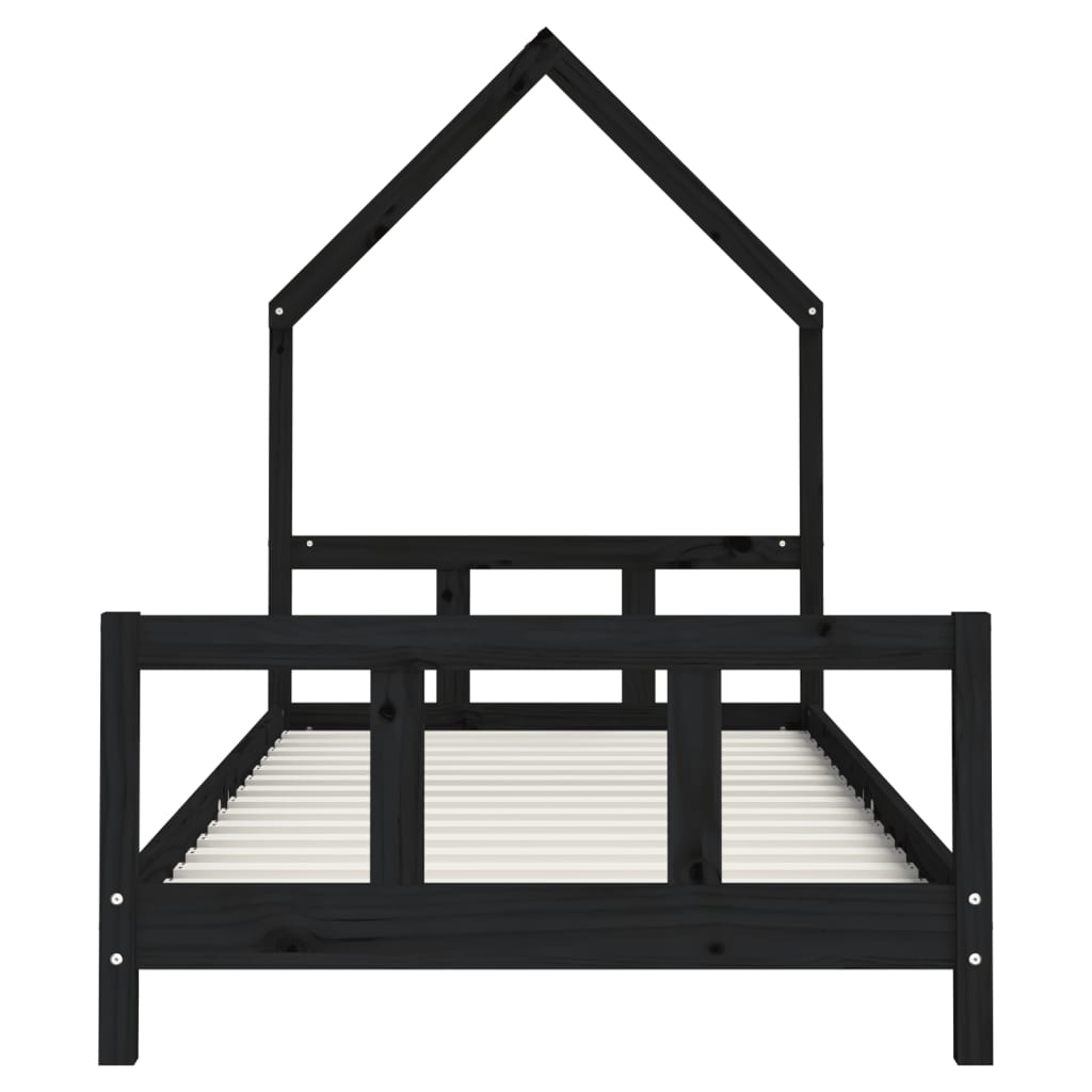 Kinderbedframe 90X200 Cm Massief Grenenhout Zwart