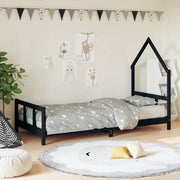 Children's bed frame 90x200 cm solid pine black