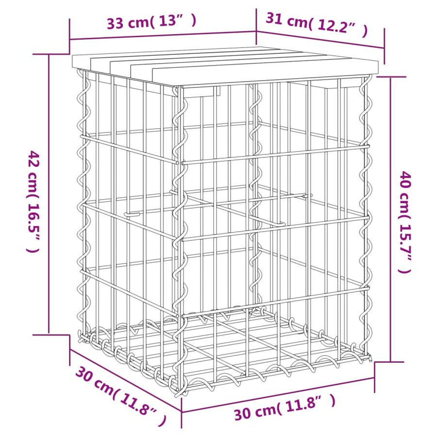 Tuinbank Schanskorfontwerp Massief Grenenhout 33 x 31 x 42 cm Natuurlijk grenenhout