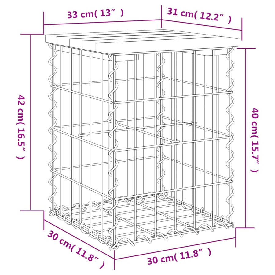 Tuinbank Schanskorfontwerp Geïmpregneerd Grenenhout 33 x 31 x 42 cm Donkerbruin