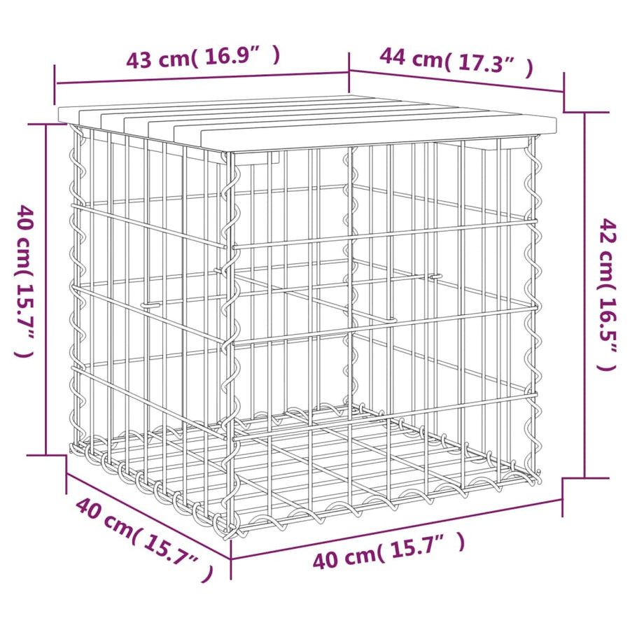 Tuinbank Schanskorfontwerp Geïmpregneerd Grenenhout 43 x 44 x 42 cm Donkerbruin