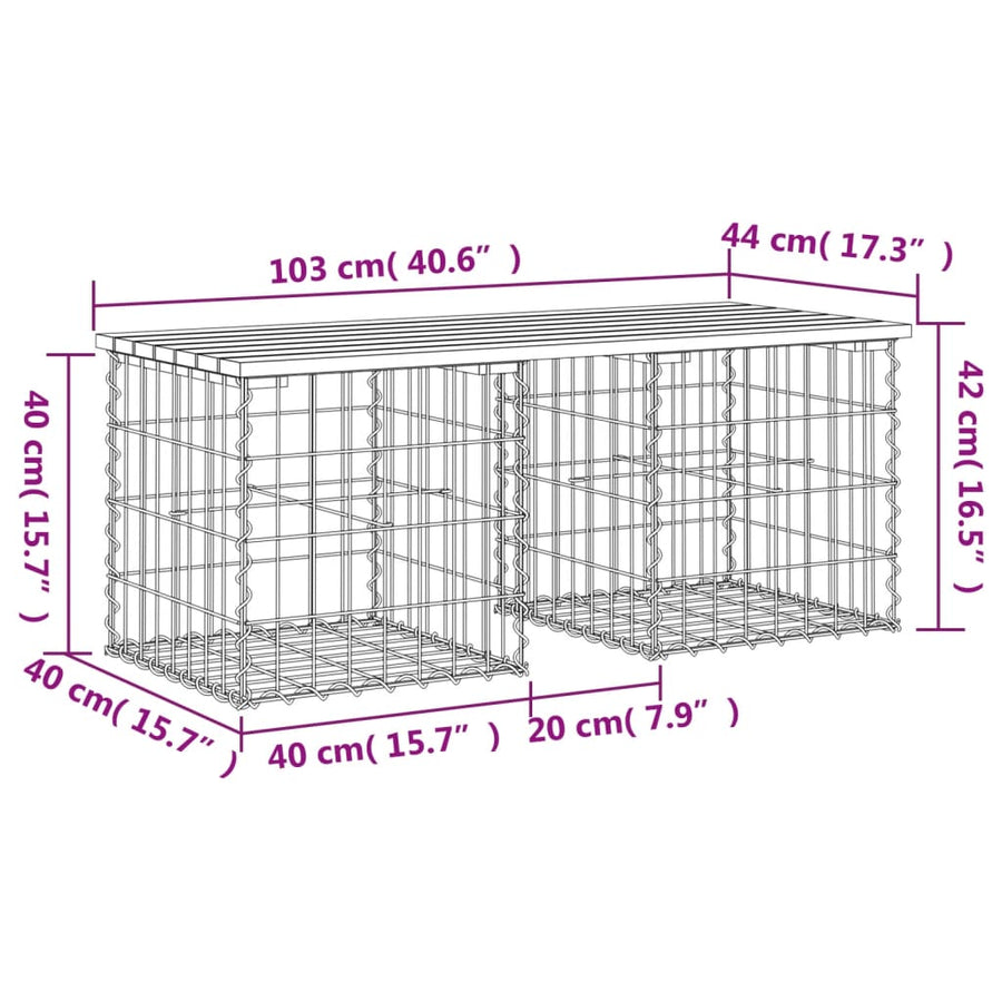 Tuinbank Schanskorfontwerp 103X44X42 Cm Massief Grenenhout Donkerbruin